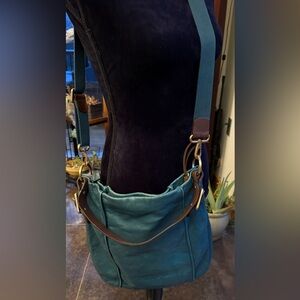 Christopher Kon, Anthro, teal color, buttery leather, shoulder/crossbody, big